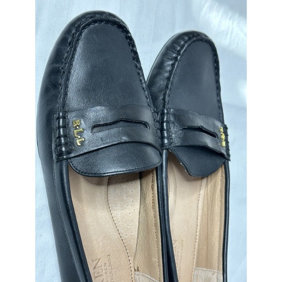 Lauren Ralph Lauren Women's Leather Penny Loafers Sz 9B Black Classic Slip On - Picture 4 of 7